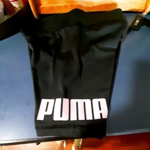 Puma Black bike shorts with pink puma on the leg
